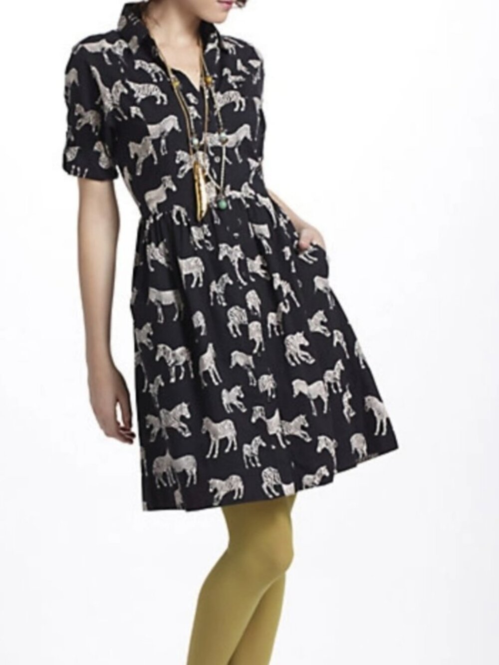 Anthropologie Hilda Zebra Shirtdress Vintage